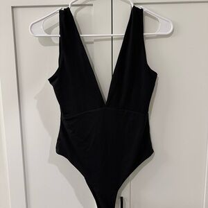 Black Deep V-Neck Bodysuit